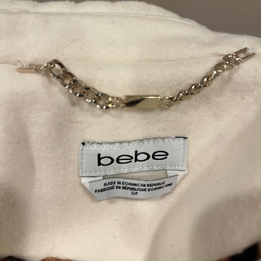 Bebe Ivory Wool Blend Belted Trench Coat S (Minor Flaw) - Picture 7 of 14